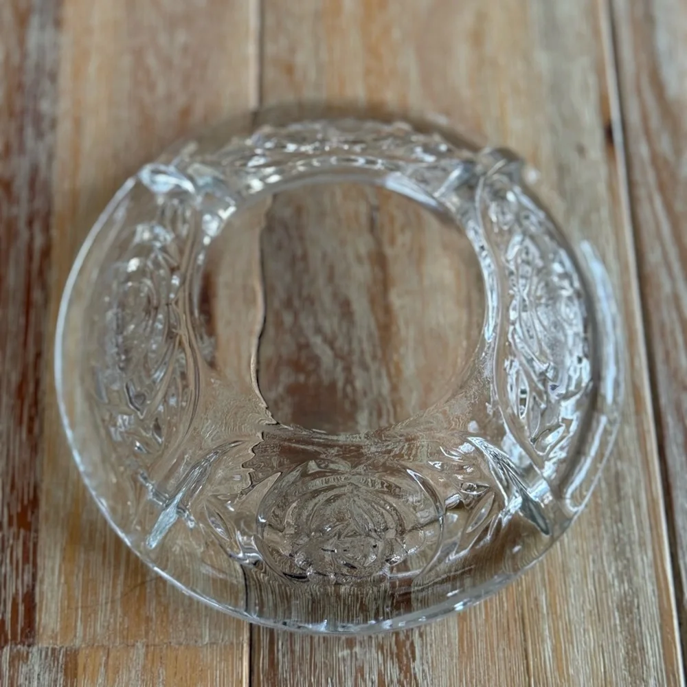 Vintage Clear Glass Ashtray 5”